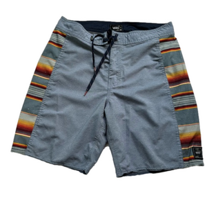 Vans Off The Wall Side Psych Board Shorts Blue with striped sides Size 31 Mens